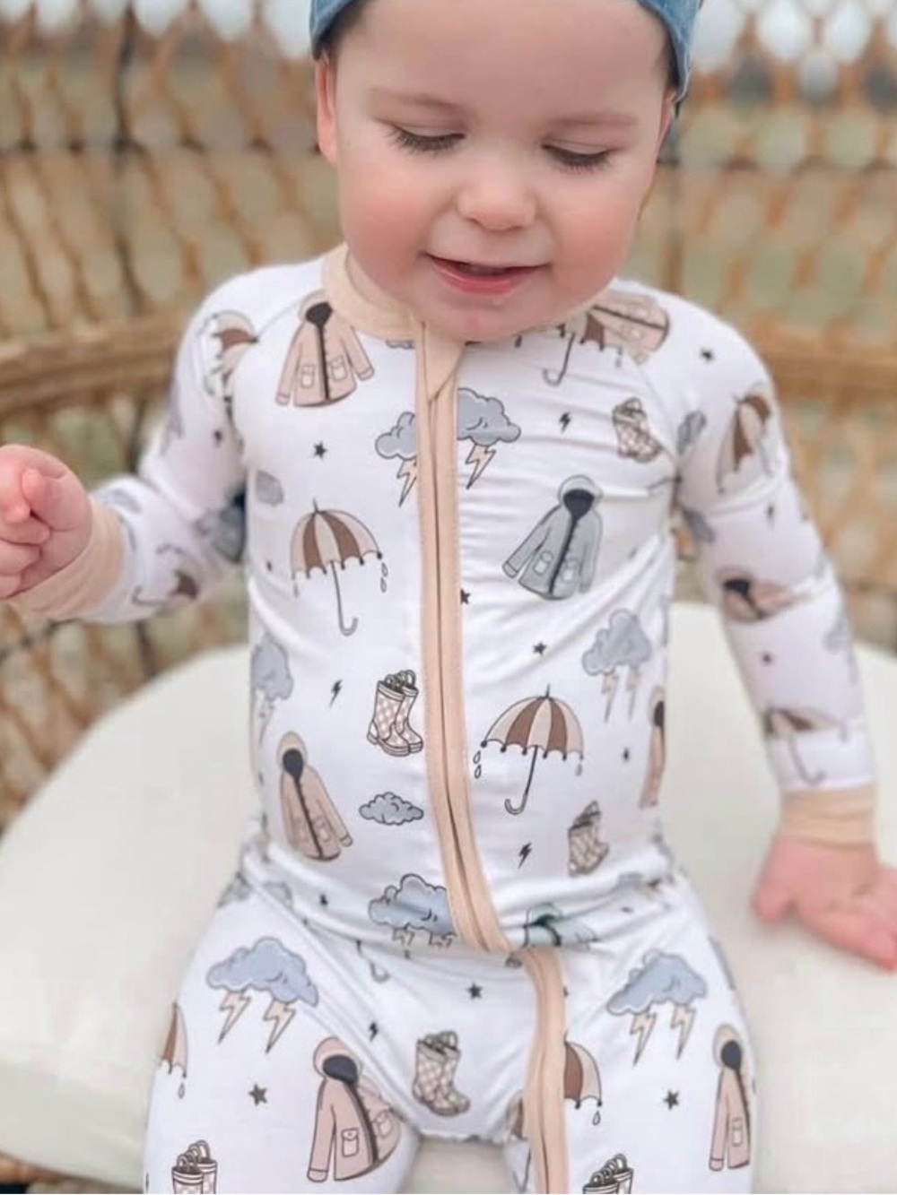 Bronx & Co Jammies Rainy Days Bamboo Convertible Zippy 3-6 months
